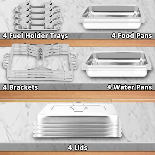 Chafing Dishes for Buffet 9Qt 4 Pack Complete Set Silver - size: 4-Pack Silver