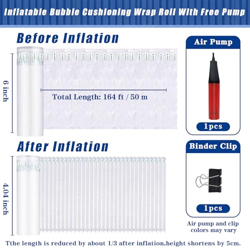 Extra Thick Bubble Wrap,6 inch x 164 ft Air Pillows For Shipping - size: 6 inch x 164ft