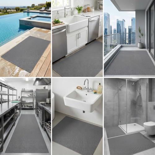 Anti Slip Drainage Mat Cutable Pool Flooring Bathroom Mats 3FTX10FT PVC Mesh Rubber Matting Heavy Duty for Garage Restaurant Basement Commercial Kitchen - size: 3FTX10FT