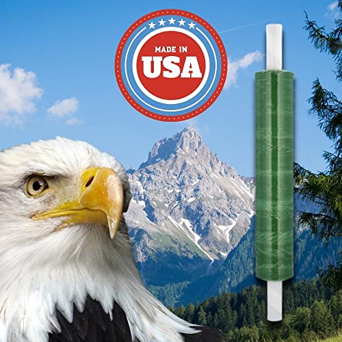 PSBM Green Stretch Film/Wrap with Extended Core Handles, 1 Roll 20 Inch x 1000 Feet 80 Gauge Heavy Duty Clear Plastic Wrap Industrial Strength Shrink Film for Moving, Packing & Shipping - size: 1 Roll, style: Green
