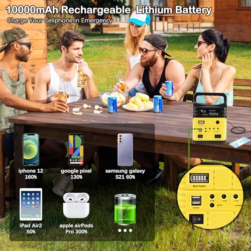 Portable Solar Generator with Panel,10000mAh Power Station for Camping - color: Yellow