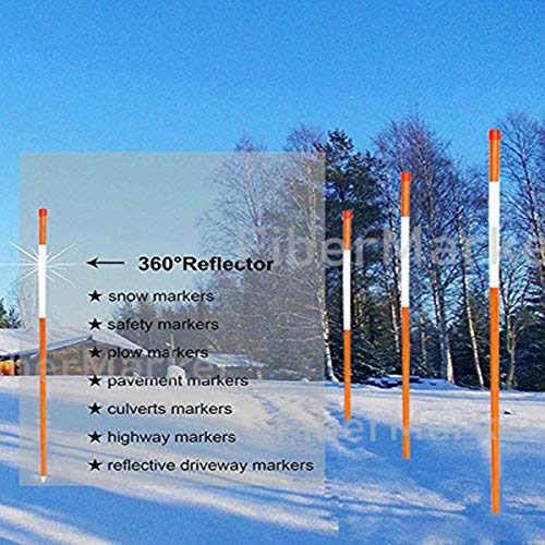 FiberMarker 48-Inch Reflective Driveway Makers Orange 20Pcs, 5/16-Inch Dia Solid Fiberglass Poles Snow Stakes for Parking,Walkways Easy Visibility - color: Orange, size: 5/16"x48"