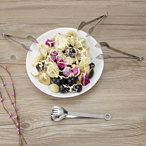 MSY BIGSUNNY Mini Appetizer Tongs Stainless Steel Set of 4, Small Serving Tongs, 6 Inch(15.2cm, Silver) - color: Silver Tongs, size: 6 inch