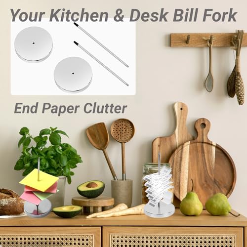 4-Pack Stainless Steel Receipt Spike & Ticket Holder – 5.5 Inch Rustproof Bill Fork for Home, Restaurant, Office – Heavy Duty Ticket Stabber & Receipt Holder Organizer