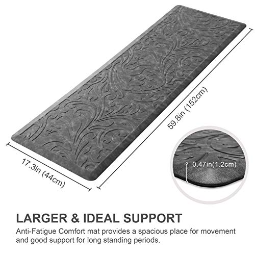 Kitchen Mat Cushioned Anti-Fatigue Comfort Standing Mat Rug for Home,Office - color: Grey, size: 1'5" x 5' (Rectangular)