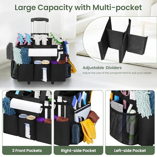 Large Rolling Cleaning Caddy with Detachable Trolley for Housekeeper