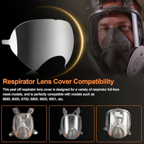 60 Pack Peel Off Lens Covers for 3M Full Face Respirators 6800 6900 6000