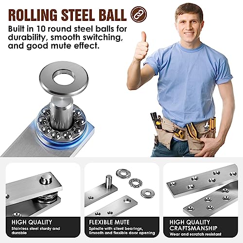 Hidden Door Pivot Hinge Heavy Duty 200LB Wood Door Hardware 2PCS - style: Heavy Duty 2PCS