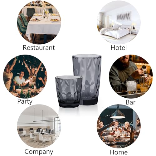 Topsky Plastic Tumblers Reusable,Shatter Proof Cups Drinking Glasses,Unbreakable Plastic Tumblers Beverage Acrylic Juice Wine Cups for Home Picnic Party,Dishwasher Safe,Stackable|10-oz&16-oz|Gray - color: Grayish Blue 8pcs