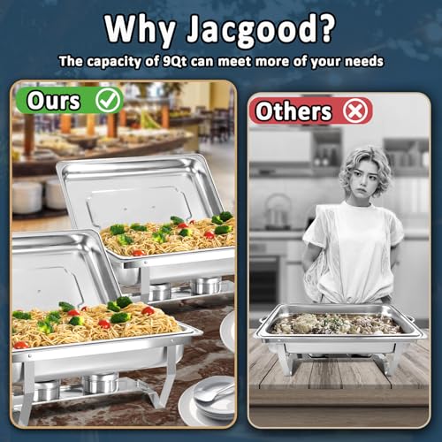 Chafing Dish Buffet Set 2 Pack 9QT Full Size Pans - size: 2-Pack Silver