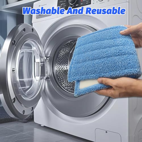 4 Pack Mop Pads Compatible with Rejuvenate Click N Clean Spray Reusable Microfiber Pads Replacement for Rejuvenate Microfiber Mop Washable Refill for Floor Cleaning