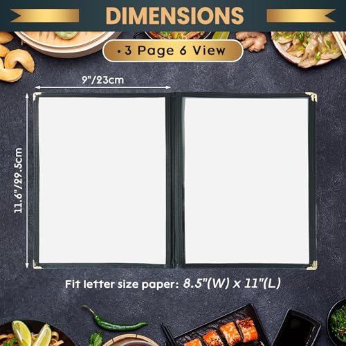 Menu Covers 8.5 x 11, 30 Pack 3-Page 6-View Menu Books - size: 8.5" x 11", 3 Page 6 View Book Style