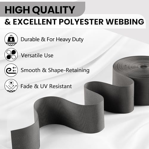 Polyester Webbing Strap 17+Colors – 1"&1.5"&2" – 10 Yards Heavy Duty Webbing Roll, Flat Webbing Strap for Indoor&Outdoor Gear, DIY Crafting, Repairing - color: Khaki, size: 1"-10yards