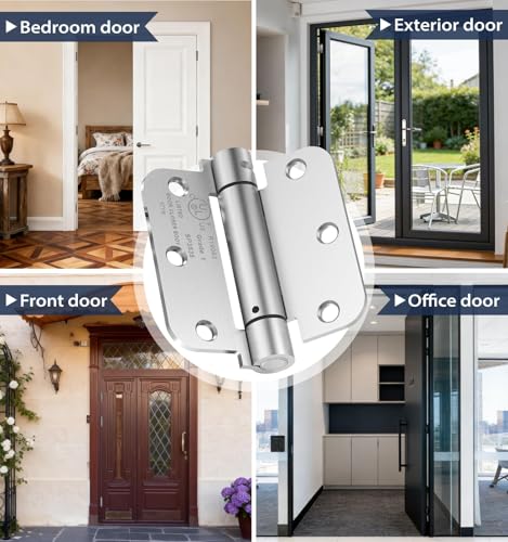 3-Pack 3.5 Inch Self Closing Door Hinges,5/8" Radius Corners,Brushed Nickel - size: 3.5"-3 Pack-5/8" Corner