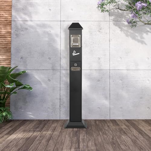 Trash Butts Disposal Receptacle Outdoor Commercial Trash Can Ash Bin - color: Black