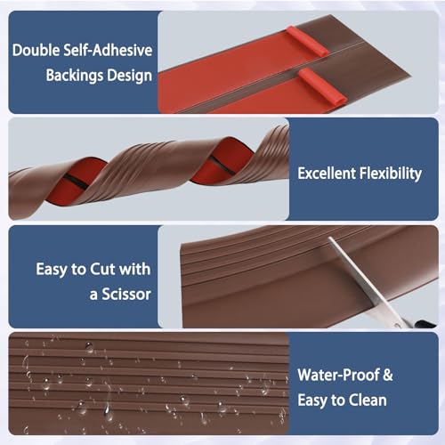 Stair Edge Trim Self Adhesive Rubber Stair Nosing Edge Protector - color: Brown, size: 4 In X 10 Ft