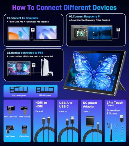 10.1 Inch Touchscreen for Raspberry Pi,5-Point,1920*1200 (inky black) - color: inky black