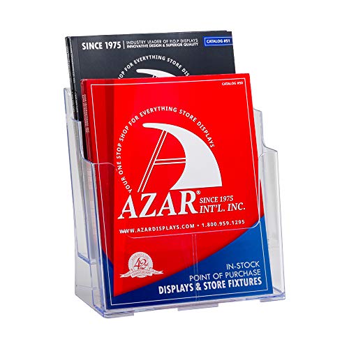 Azar Displays, 252380, Letter Size Brochure Holder, 2 Tier Literature Display, Flyer Organizer for Retail, Office Supplies Organizer, Magazine, File & Document Holder for Counter or Wall, Clear - size: Two Tier Letter