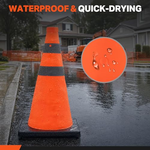 BATTIFE 18 inch Collapsible Traffic Safety Cones Orange Plastic Base 2 Pack - size: 18inch