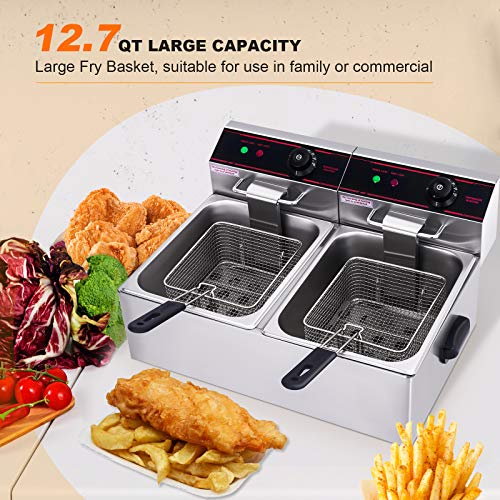 ARLIME Commercial Deep Fryer, 3400W Countertop Electric Fryers