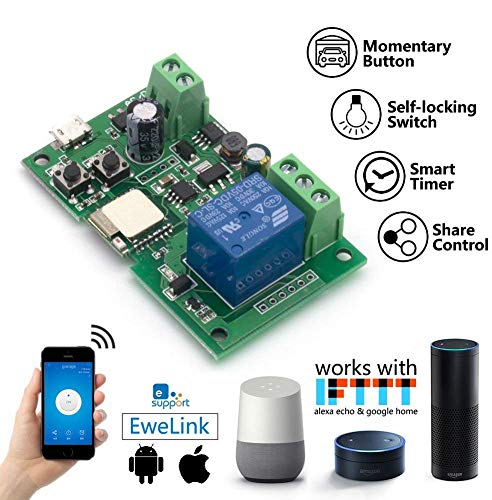 wireless jog relay momentary/self-locking switch module DIY smart home remote control wifi relay switch Ewelink App compatible with Alexa Echo Google Home IFTTT (DC1) - color: DC1, size: Ewelink