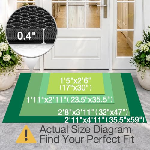 LUMI Outdoor Door Mat Traps & Hides Dirt 32x47, Outside Entrance, Black - color: Black, size: 2'8" x 3'11" (32"x47")