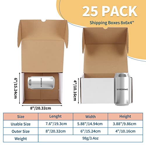 ZBEIVAN 8x6x4 White Shipping Boxes Set of 25, Corrugated Cardboard Mailer Boxes for Packaging Small Business Mailing Gifts - color: 25 Pack White, size: 8x6x4