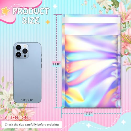 FUNFERY 7.9x11.8in Holographic Mylar Poly Mailers Self Sealing Adhesive Bag - color: Holographic Self Adhesive-50P, size: 7.9x11.8 inch