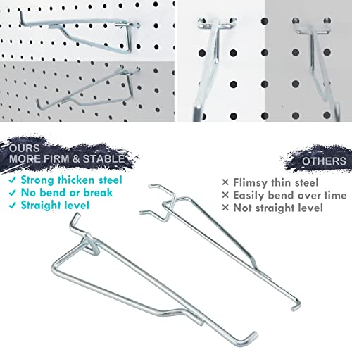 Pegboard Shelf Hooks 4 Pack Black 6" Metal Brackets, Peg Board Accessories - color: Silver, size: 6 Inch