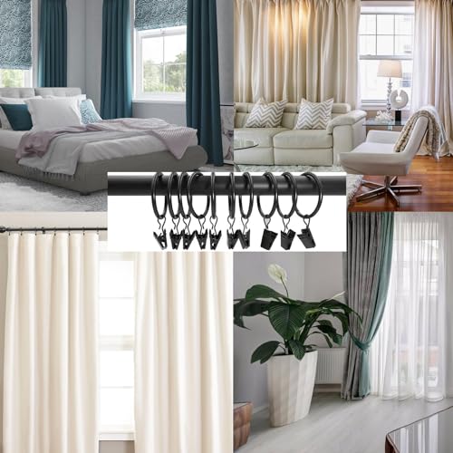 16 Pack Curtain Rings with Clips, Window Clip Rings Black Curtain Hooks Hangers Clip Rings for Hanging Drapery Drapes Bows, Small 1.26 Inch in Diameter, Fits up to 1" Rod - color: Black, size: 16pcs-1.26in