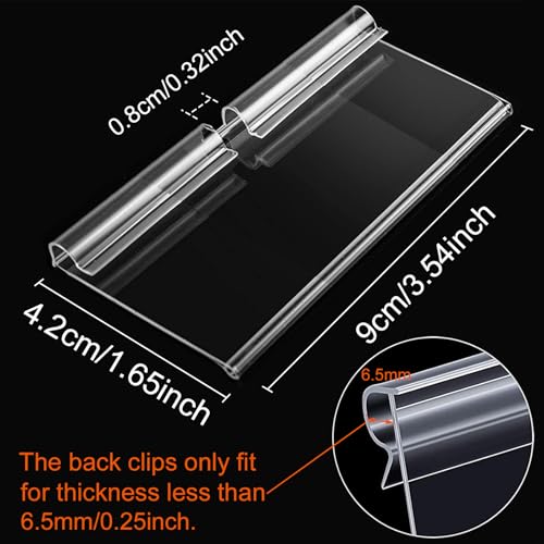 50PCS Basket Bin Labels Clip On,ChanQnTon Clear Plastic Label Holders for Storage Bins, Wire Shelf Price Tags,Merchandise Display Signs,50PCS 9X4CM Paper Inserts Included.(Size:3.54x1.57inch/9x4cm) - size: 9x4.2cm/3.54×1.65 inches