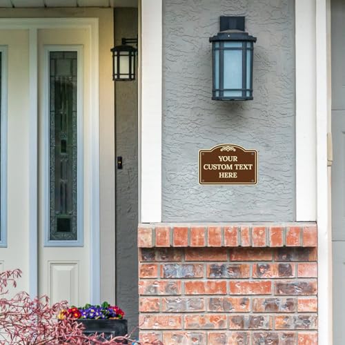 Custom Decorative Sign, Personalized Metal Sign for Business, Driveway, Home, Office Door Plaque, Brown Background Sign, 7x10 Inches, ACM, Made in USA by Sigo Signs - color: Brown Background, size: 10x7