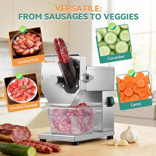 Newhai Commercial 3mm Sausage Garlic Slicer, 200W Automatic Feed Cutter