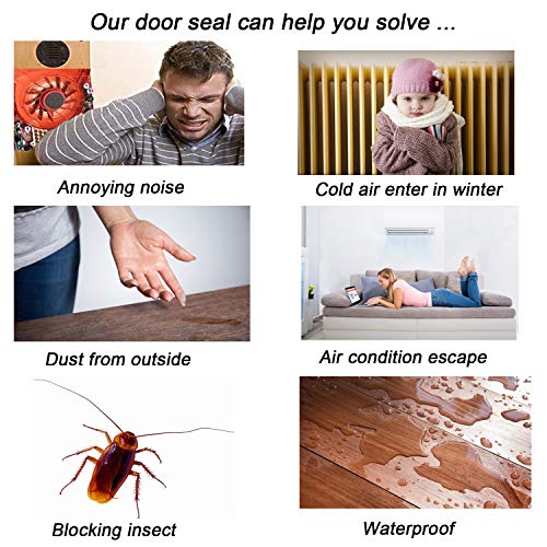 Door Draft Stopper & Seal - Under Door Sweep, Soundproof Weather Stripping, 2" W x 39" L (Clear) - color: Clear1