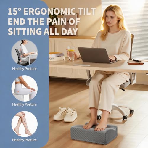 Foot Rest Under Desk with Rocking Base | Gray Checkered Pattern - color: Gray Checkered Pattern, size: 12.6" L x 15" W x 6.1"