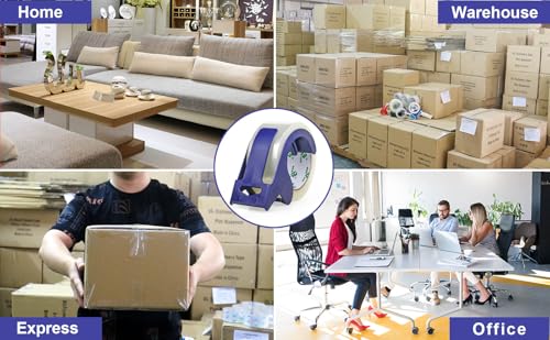 BOMEI PACK 6 Rolls Clear Silent Packing Tape, 1.88" x 60 yds with Blue Dispenser,Heavy Duty Packaging Carton Tape for Shipping Packaing Moving Sealing, 2.4mil Thickness, 60 Yards Per Roll - color: Clear