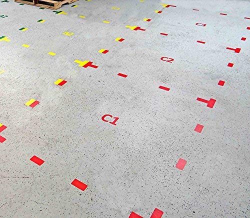 5S Location Marking Dash (Various Sizes Available) Durable Dash Shaped Floor Marker by Graphical Warehouse- Vibrant Colors, Rounded Corners (12x2" (25 Pack), Blue) - color: Blue, size: 12x2" (25 pack)