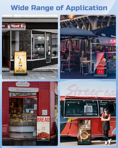 55" Outdoor Digital Signage Display, 2K 2000 Nits IP65 Commercial Totem, Rechargeable Digital LCD Advertising Kiosks, Auto Brightness Adjustment, Impact Resistant Screen for Restaurant/Store - size: 55 Inch Outdoor