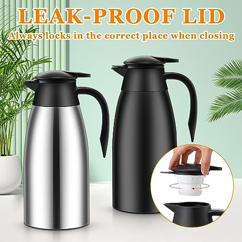 Norme 2 Pcs Thermal Coffee Carafe Creamer, Black, Silver, 51 oz - color: Black, Silver, size: 51 oz