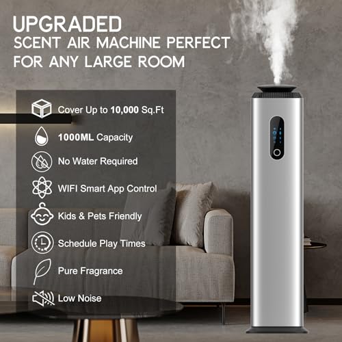 Hotel Scent Diffuser Cover 10000 Sq.Ft, Scent Air Machine for Home & Office - color: Silver