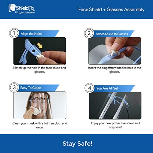 ArtToFrames Protective Face Shield 5 Pack, Beard Design, Fully Transparent Face and Eye Protection from Droplets and Saliva with Reusable Glasses and Replaceable Shield PPE - color: Beard, size: 5 Pack