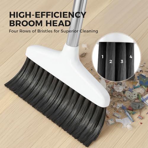 Handy Broom, Indoor/Outdoor Brooms, Duty Kitchen Broom, for Home Garage Kitchen Office Courtyard Lobby Patio Lawn Concrete (1, White) - color: White
