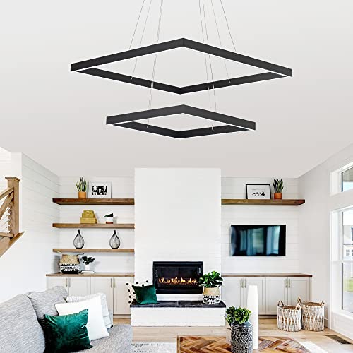 Modern Square LED Chandelier Lighting,Pendant Ceiling Light Fixture - size: 2-Light