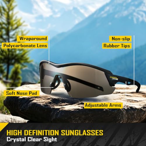 COOLJOB Safety Sunglasses with Tinted Wraparound Lenses, 100% UV Protection - color: Grey