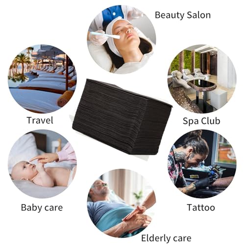 100PCS Disposable Bed Sheets, Black Disposable Massage Table Sheets, Disposable Bed Covers for SPA Lash Wax Tattoo Salon, Non Woven Fabric, 71" x 31" White - color: Black-100pcs