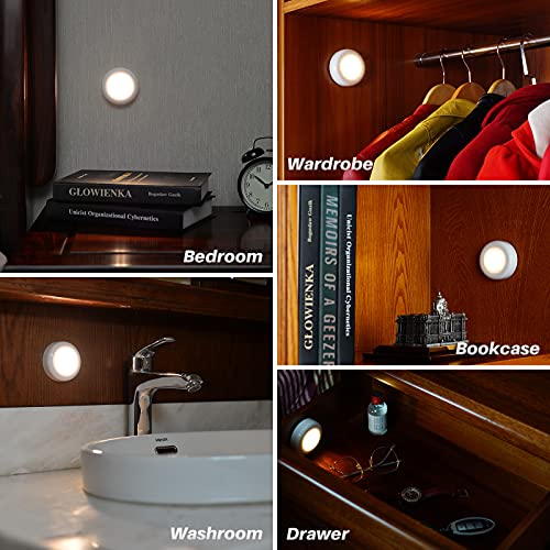 STAR-SPANGLED 2.8” LED Motion Sensor Lights Indoor AAA Battery, 6 Pack Warm - color: Warm White