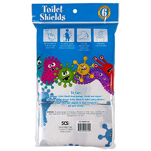 Potty Shields Disposable Toilet Seat Covers, XL Waterproof Sheets, 6 Pack