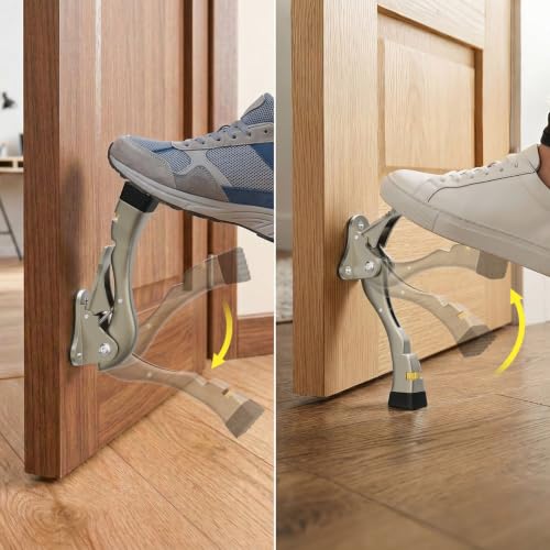 Gotega Door Stoppers, 4 Inch Kickdown Door Stop for Bottom of Door, 2 Pack - color: Satin Nickel, size: 2 Pack