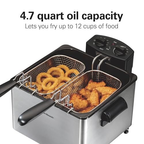 Hamilton Beach 4.5 Liter Professional Style Electric Deep Fryer - color: Two Frying Baskets, Stainless Steel