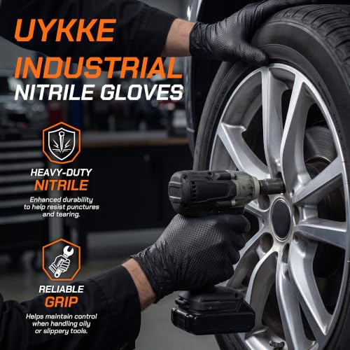 Nitrile Gloves HEAVY DUTY 10 Mil Rubber Black Mechanic Gloves Large - size: Large